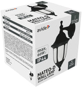 Avide Επιτοίχιο Φωτιστικό Εξωτερικού Χώρου Mateo-D 1xE27 IP44 Μαύρο